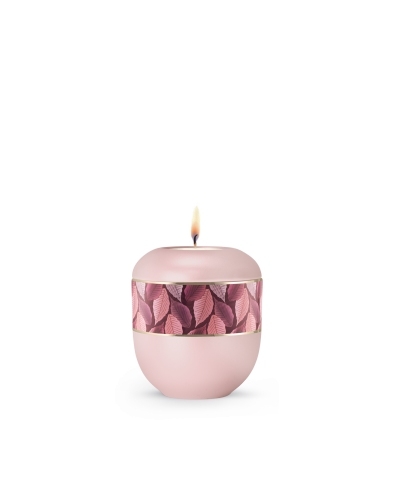 Porzellanurne Feuille Colour, Zierband, Perlmutt Ros&eacute;