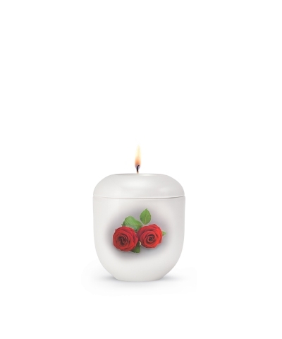 Porzellanurne Red Rose, Design Rosen, wei&szlig; -
