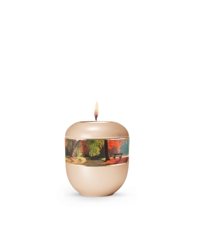 Porzellanurne 360&deg;, perlmutt apricot, Motiv Bank