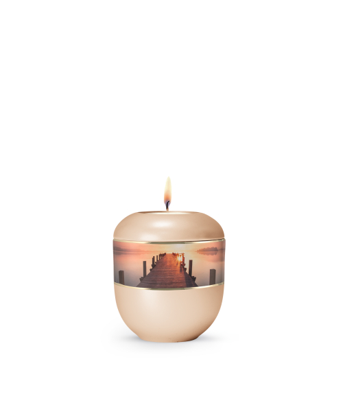 Porzellanurne 360&deg;, perlmutt apricot, Motiv Steg