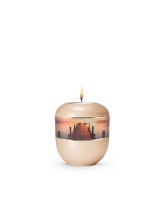 Porzellanurne 360&deg;, perlmutt apricot, Motiv Steg