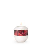 Porzellanurne Rouge, perlmutt wei&szlig;, Motiv Rose -