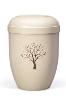 Naturstoffurne, Naturbelassen Beigefarbig, Braun bedruckt...
