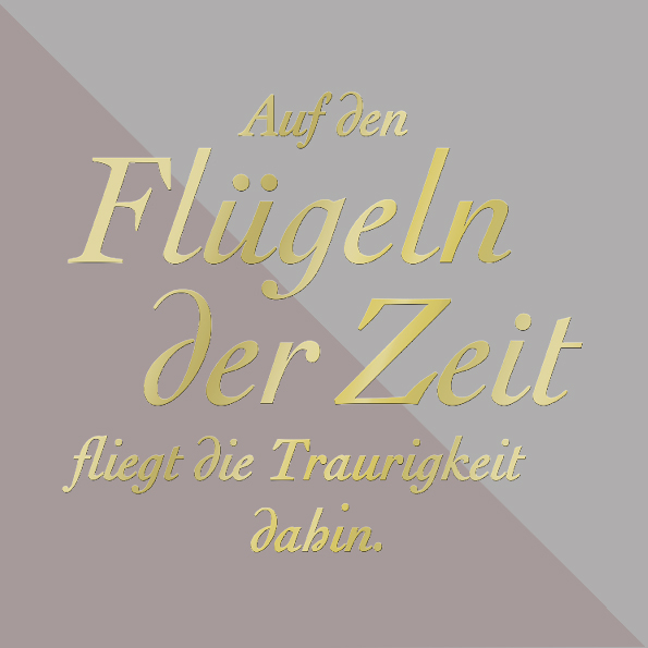 Spr&uuml;che in Gold f&uuml;r Keramikurnen F&E - AUF-DEN-FL&Uuml;GELN...-GOLD