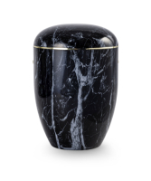 Naturstoffurne Edition mamore schwarz/weiss