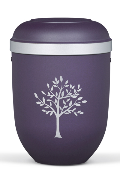 Biourne Violett-Velour, Silberrand, Dekor Moderner Baum