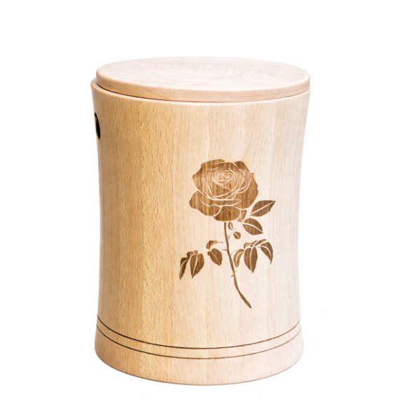 Holzurne Buche mit Rose