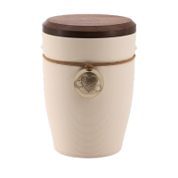 Tonurne Andenken Creme mit Nuss-Deckel, inkl. Andenken Herz