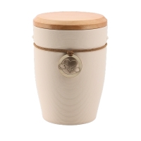 Tonurne Andenken Creme mit Apfel-Deckel, inkl. Andenken Herz