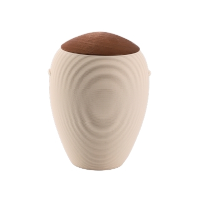 Tonurne Numa Creme mit Kastanie-Deckel