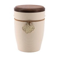Tonurne Andenken Creme mit Nuss-Deckel, inkl. Andenken...