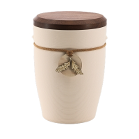 Tonurne Andenken Creme mit Nuss-Deckel, inkl. Andenken...