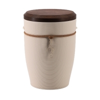 Tonurne Andenken Creme mit Nuss-Deckel, inkl. Andenken Note