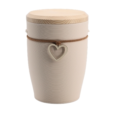 Tonurne Andenken Creme mitTannen-Deckel, inkl. Andenken Liebe