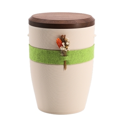 Tonurne Band der N&auml;he Creme mit Nuss-Deckel, inkl. Band der N&auml;he gr&uuml;n