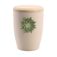 Tonurne Stille Bl&uuml;te Gr&uuml;n, Creme mit Tannen-Deckel