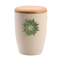 Tonurne Stille Bl&uuml;te Gr&uuml;n, Creme mit Apfel-Deckel