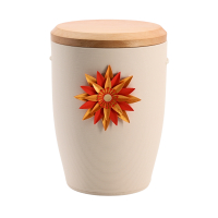Tonurne Stille Bl&uuml;te Rot, Creme mit Apfel-Deckel