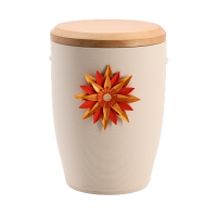 Tonurne Stille Bl&uuml;te Rot, Creme mit Apfel-Deckel