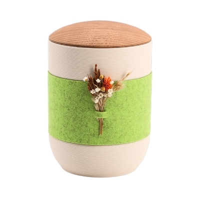 Tonurne Mira Band Creme, inkl. Band Gr&uuml;n und Blume