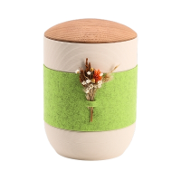 Tonurne Mira Band Creme, inkl. Band Gr&uuml;n und Blume