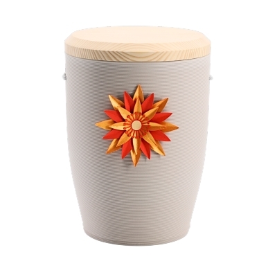 Tonurne Stille Bl&uuml;te Rot, Grau mit Tannen-Deckel