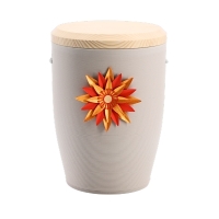 Tonurne Stille Bl&uuml;te Rot, Grau mit Tannen-Deckel