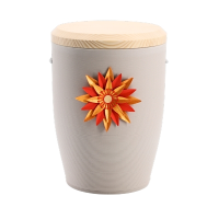 Tonurne Stille Bl&uuml;te Rot, Grau mit Tannen-Deckel