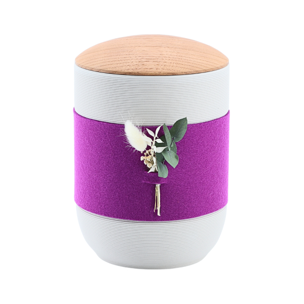 Tonurne Mira Band Grau, inkl. Band Lila und Blume