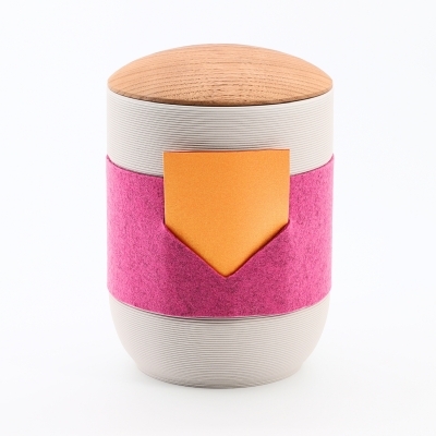 Tonurne Mira Band Grau, inkl. Band Pink-Rot