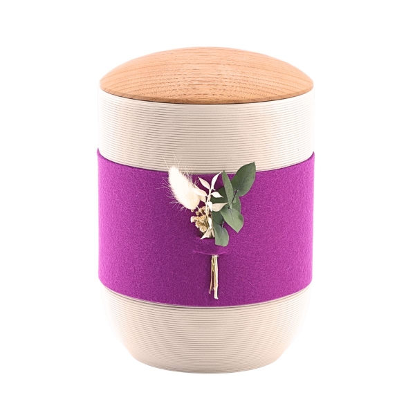Tonurne Mira Band Creme, inkl. Band Lila und Blume
