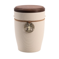 Tonurne Andenken Creme mit Nuss-Deckel, inkl. Andenken...