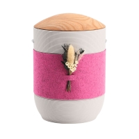 Tonurne Mira Band Grau, inkl. Band Pink und Blume