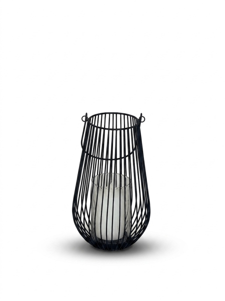 Laterne, Stahl  und Glas zur Dekoration, HxB, 34cm x 21cm