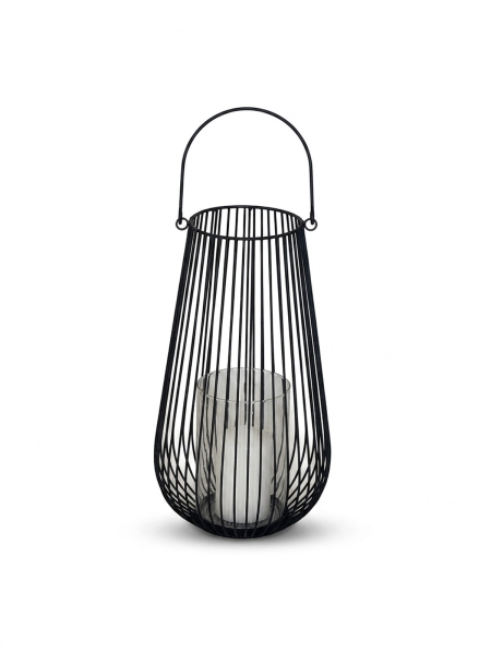Laterne, Stahl  und Glas zur Dekoration, HxB, 46cm x 24cm