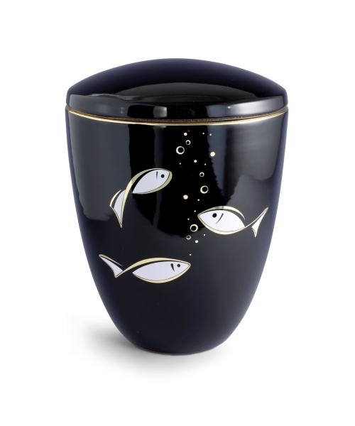 Edition Tosca Ceramica, tiefschwarz glänzend, Fische, Keramik