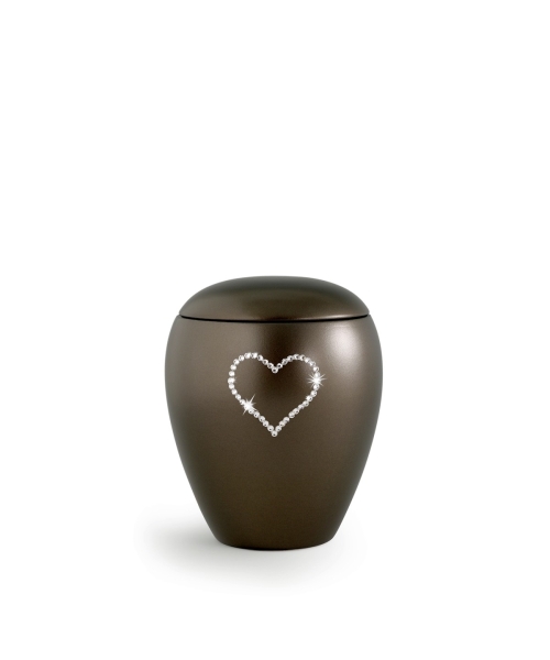 Keramik, perlmutt chocolat, Herz aus Kristallen, 0,5 ltr.