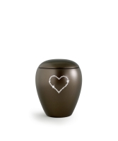 Keramik, perlmutt chocolat, Herz aus Kristallen, 0,5 ltr.