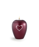 Keramik, perlmutt weinrot 0,5 ltr. Herz aus Kristallen...
