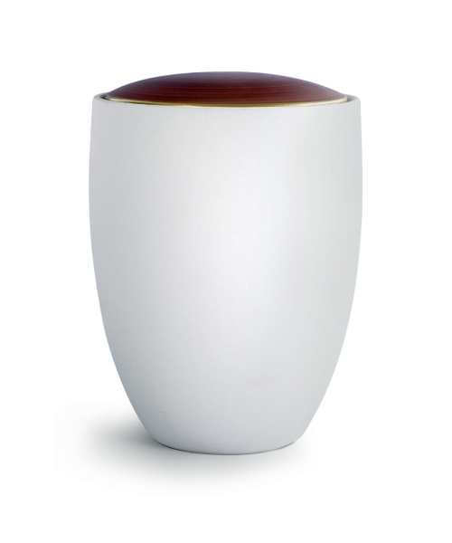 Edition Florentina Ceramica, Samton weiß, Deckel handbemalt kastanienbraun, Keramik
