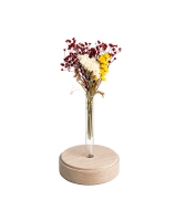 Edition Blomma, Blumenvase mit Ahornsockel und Wildblumen...