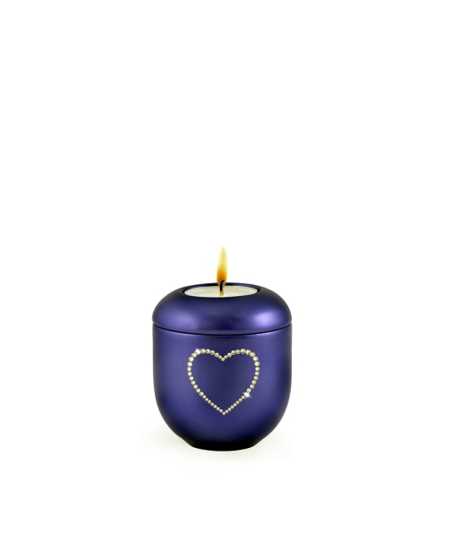 Edition Karat, perlmutt violett - Gedenklicht, Herz aus Kristallen