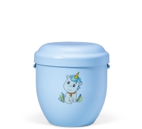 Naturstoff Kleinurne, Himmelblau Dekor Einhorn...