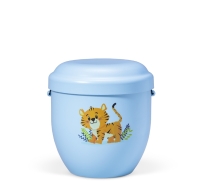 Naturstoff Kleinurne, Himmelblau Dekor Tiger...