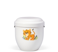 Naturstoff Kleinurne, Cremeweiß Dekor Tiger...