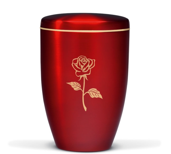 Stahlurne, Weinrot, Goldband Moderne Rose gold