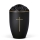Naturstoffurne, Anthrazit Velours, Goldband, Stripdome Kreuz Gold, Diamant