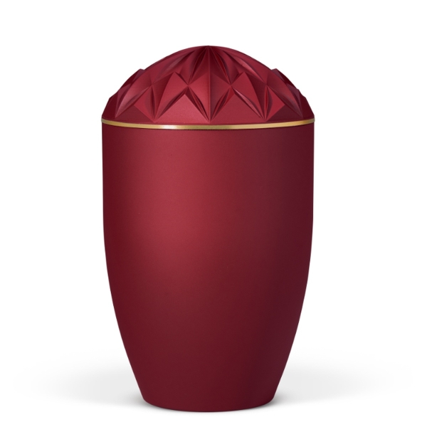 Naturstoffurne, Weinrot Velours, Goldband, Diamant