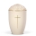 Naturstoffurne, Sandbeige, Goldband, Stripdome Kreuz Gold, Diamant