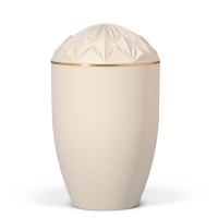 Naturstoffurne, Sandbeige, Goldband, Diamant